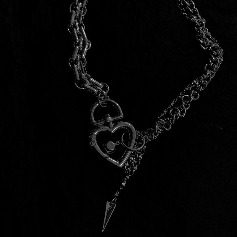 Collar De Cadena Gruesa De Metal Gargantilla De Cadena De Clavícula Collar De Bloqueo De Amor Corto display picture 7