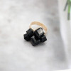 Retro ethnic black adjustable ring, accessory, European style, ethnic style, with gem, flowered, Korean style, wholesale