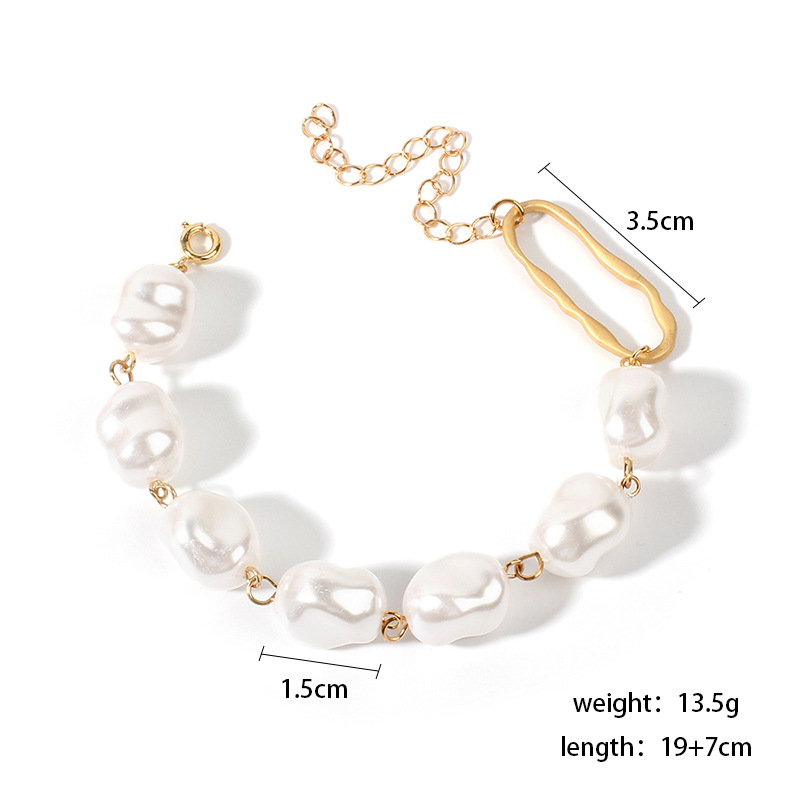 14g Weight Fashion Creative Irregular Pearl Simple  Metal Bracelet