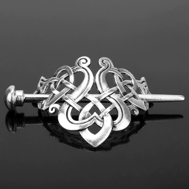 Сплавной ретро шпилька (Mo Chun), дизайн Celtic‑knot, электропокрытие, 4.5×5.9×8 см