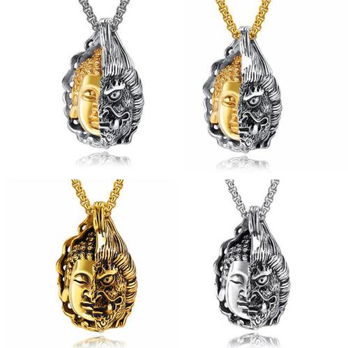 Buddhism Buddha  Necklace read magic fo wholesale stainless steel necklace pendant personality restoring ancient god of luck men