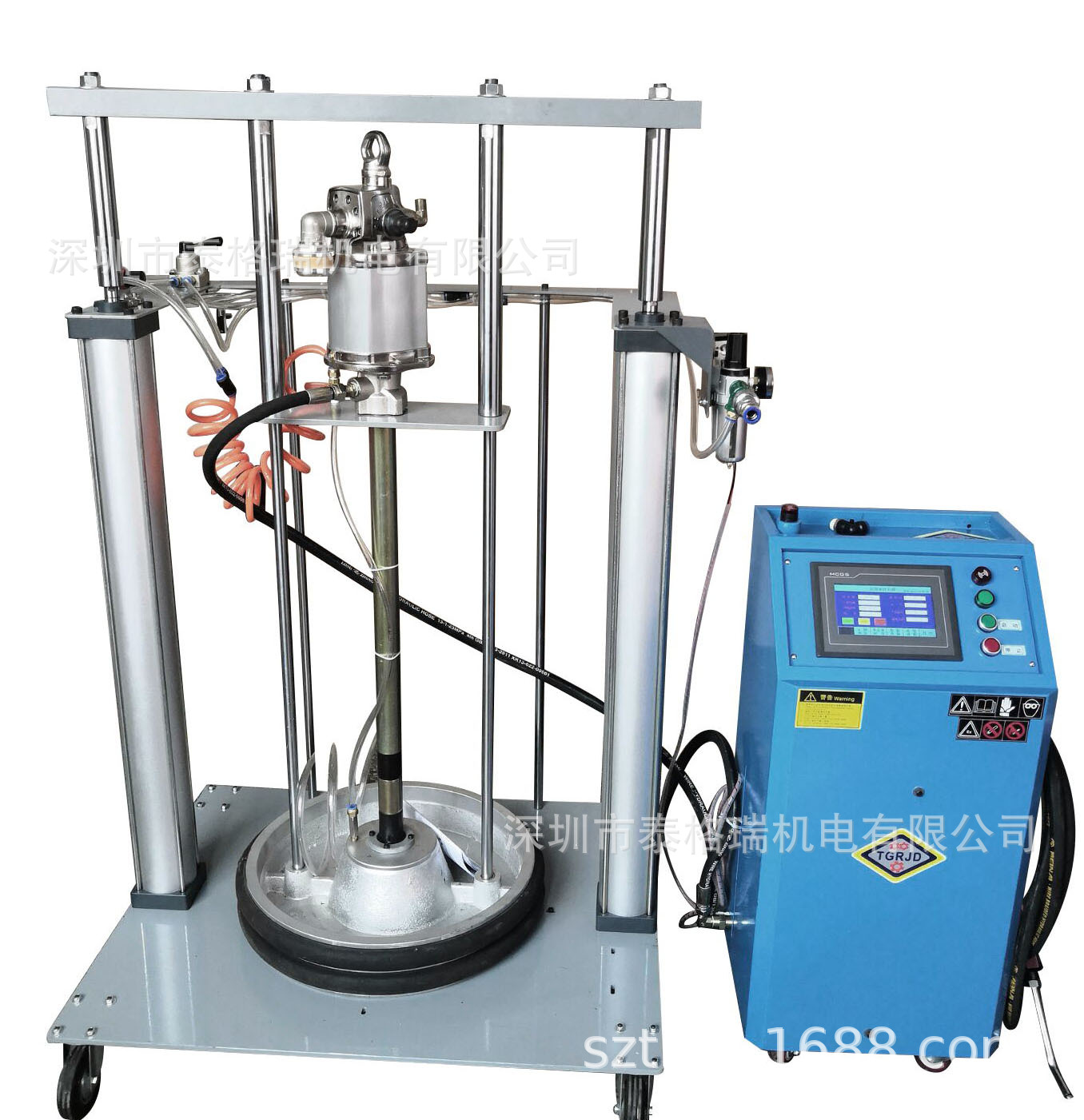 PLC控制轴承黄油加注机 大流量数显可查询输出数据气动定量注脂泵