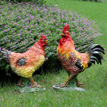 仿真大公母鸡户外园林玻璃钢景观雕塑招财摆件鸡年吉祥物开业礼品