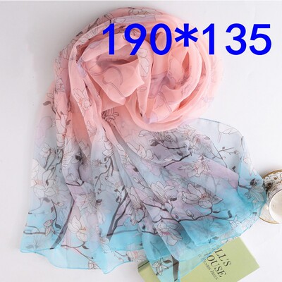 Spring and summer new pattern Scarf Versatile scarf ultraviolet-proof printing Silk scarf Flower Sunscreen Real silk Scarf