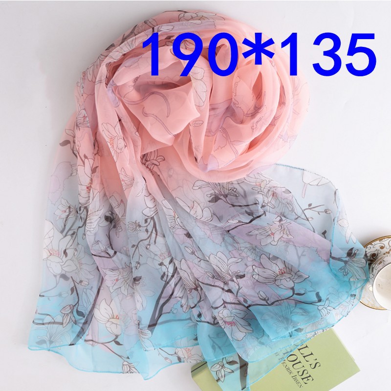 Spring and summer new pattern Scarf Versatile scarf ultraviolet-proof printing Silk scarf Flower Sunscreen Real silk Scarf
