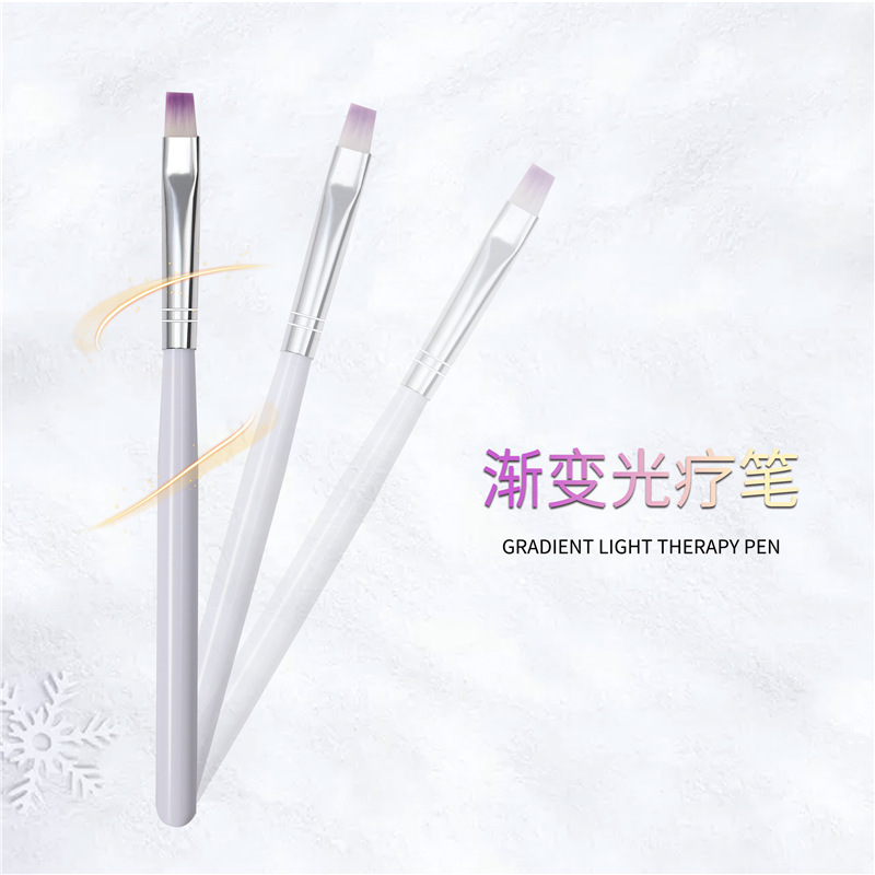 Cross-border varilla blanca especial de uñas de fototerapia pluma púrpura cabeza gradiente de color de fototerapia fila pluma tallada herramientas de uñas al por mayor