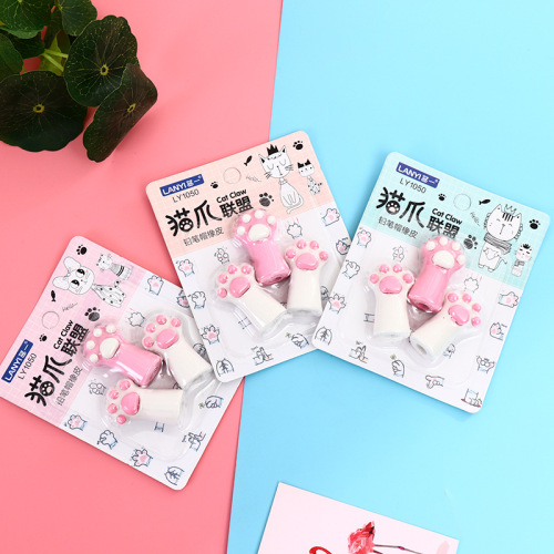 Manufacturer Korean version of Internet celebrity cat claw series DIY handmade pencil set for primary school students cartoon creative set eraser