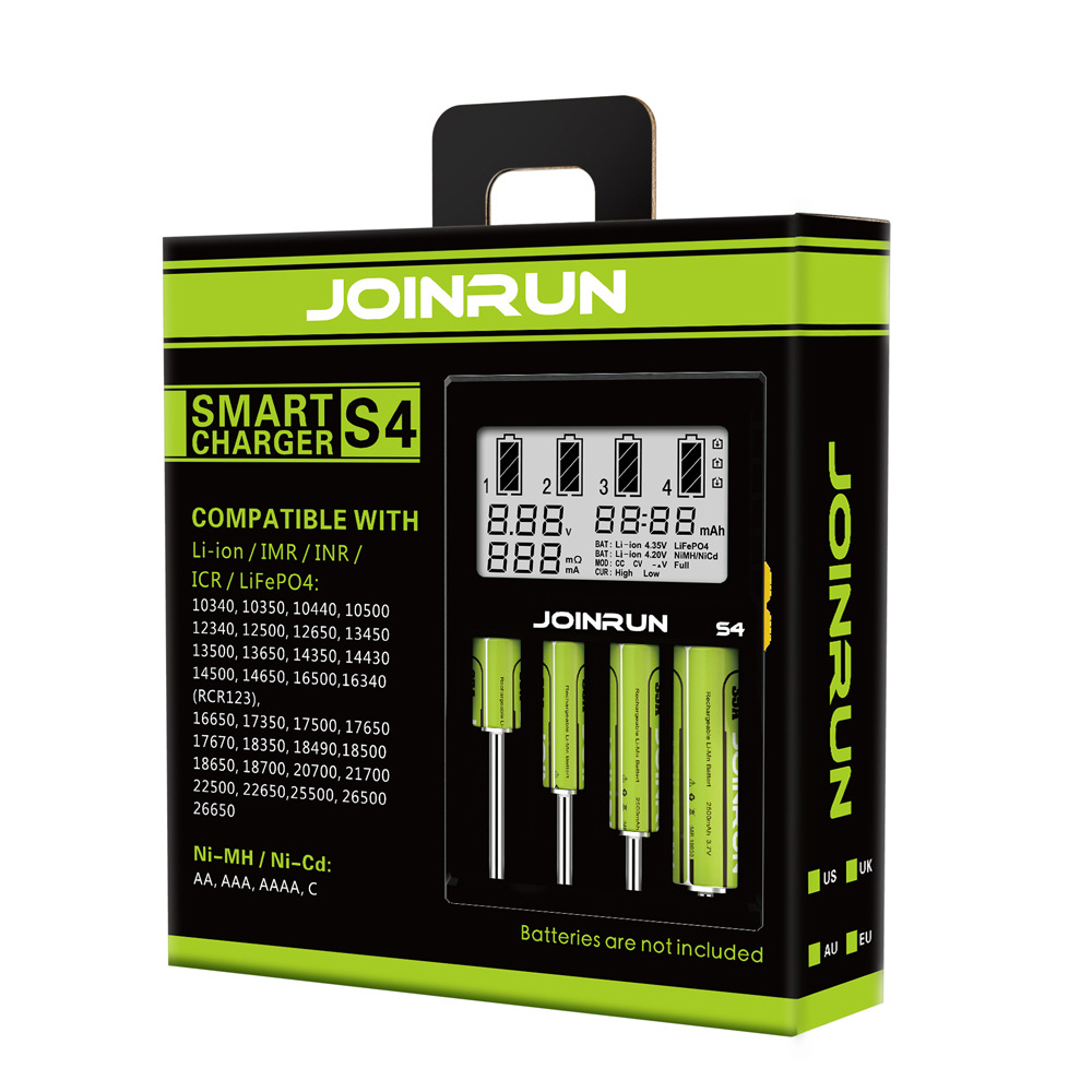 Joinrun S4智能内阻放电容量测试18650 266505号7号AAA四槽充电器