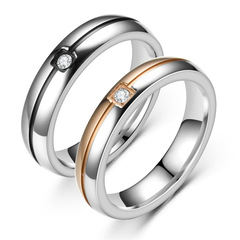 Factory direct sales Men's and Women's Accessories Titanium Steel Couple Rings Proposal Rings Black Rose Gold Diamond Rings