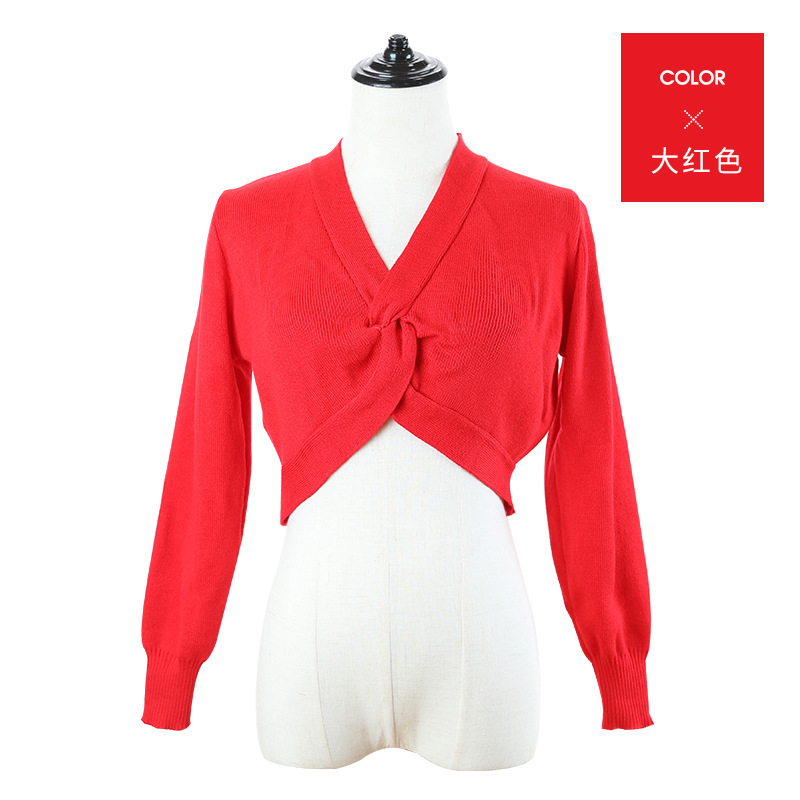 Examen de arte para adultos suéter de baile de otoño e invierno de manga larga para mujer ropa de práctica Ropa de baile corporal flor retorcida abrigo de Chal cálido de manga larga
