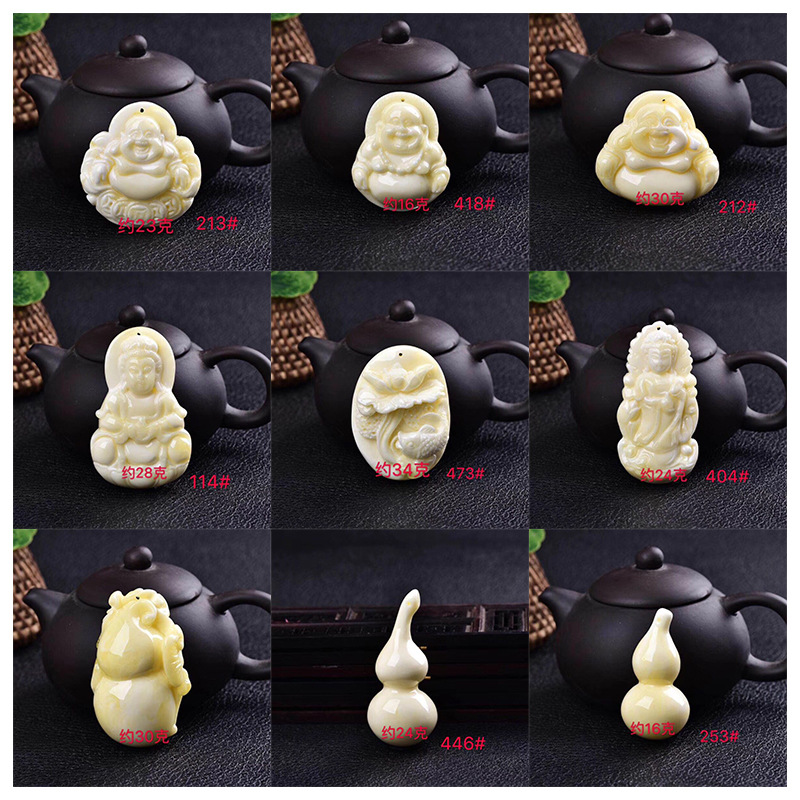 【廠家直銷】二代琥珀蜜蠟瓷白白花白蜜雕刻件挂件批發跑江湖展會