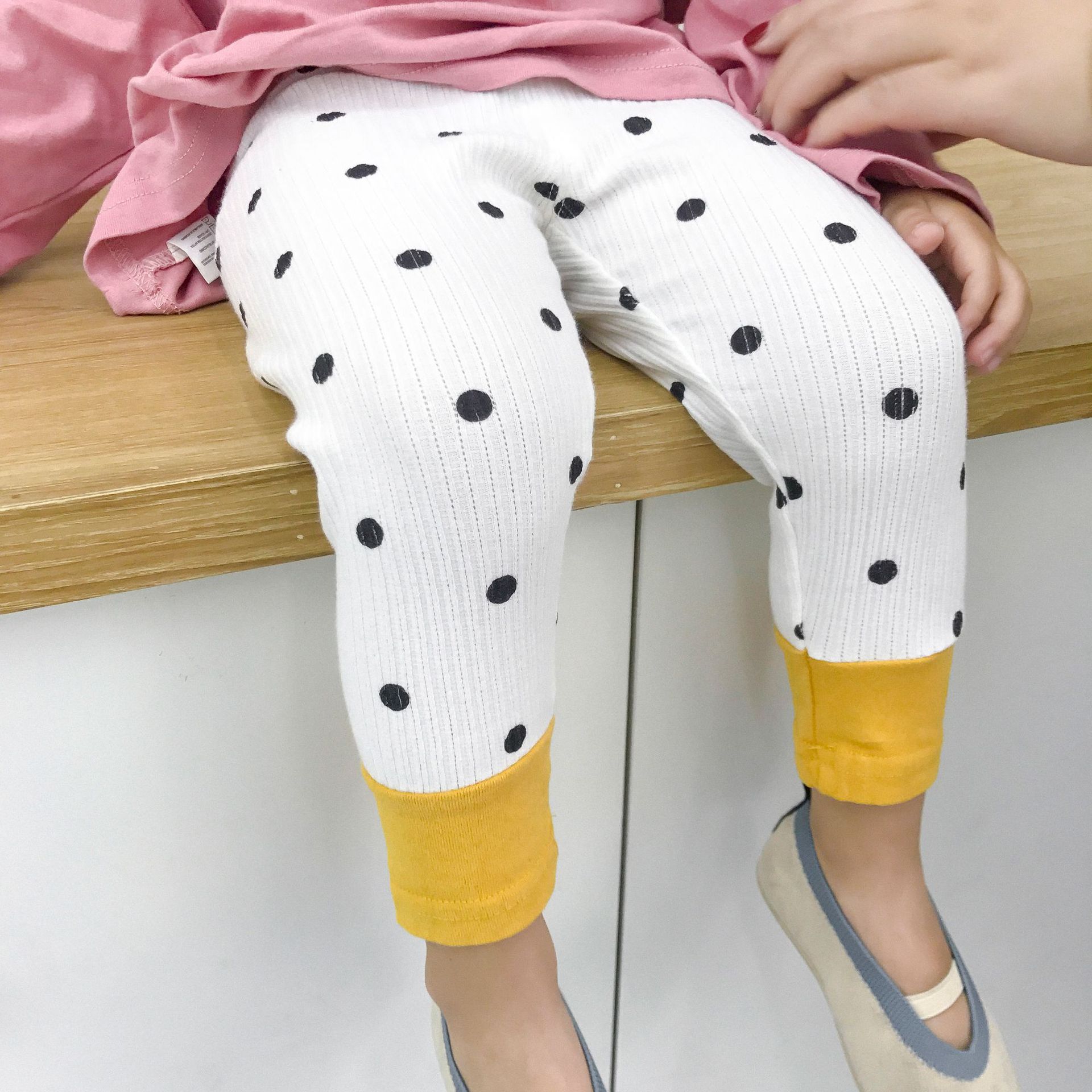 2019韩版女童针织春秋新款打底裤儿童宝宝条纹婴幼童裤子一件代发|ms