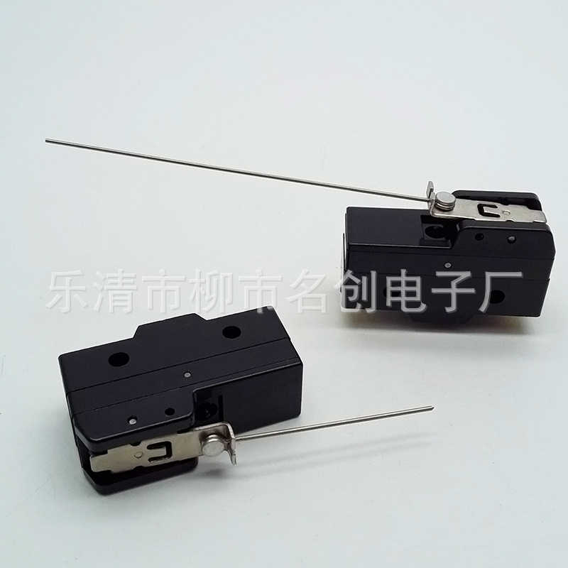 批发黑色行程开关 微动开关带金属直型中长杠杆限位开关