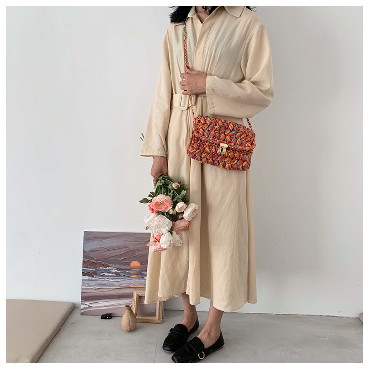 375g Weight Lock clasp Closure Type Single Shoulder Strap Strap Type Straw Bag Bags Type Travel, Street, Shopping Occasion Braid Material Color Block Pattern All Seasons, Spring&Summer Season Women's Gender Cute, Vacation Style Square Shape Women's Braid Color Block Cute Vacation Square Lock Clasp Straw Bag 14