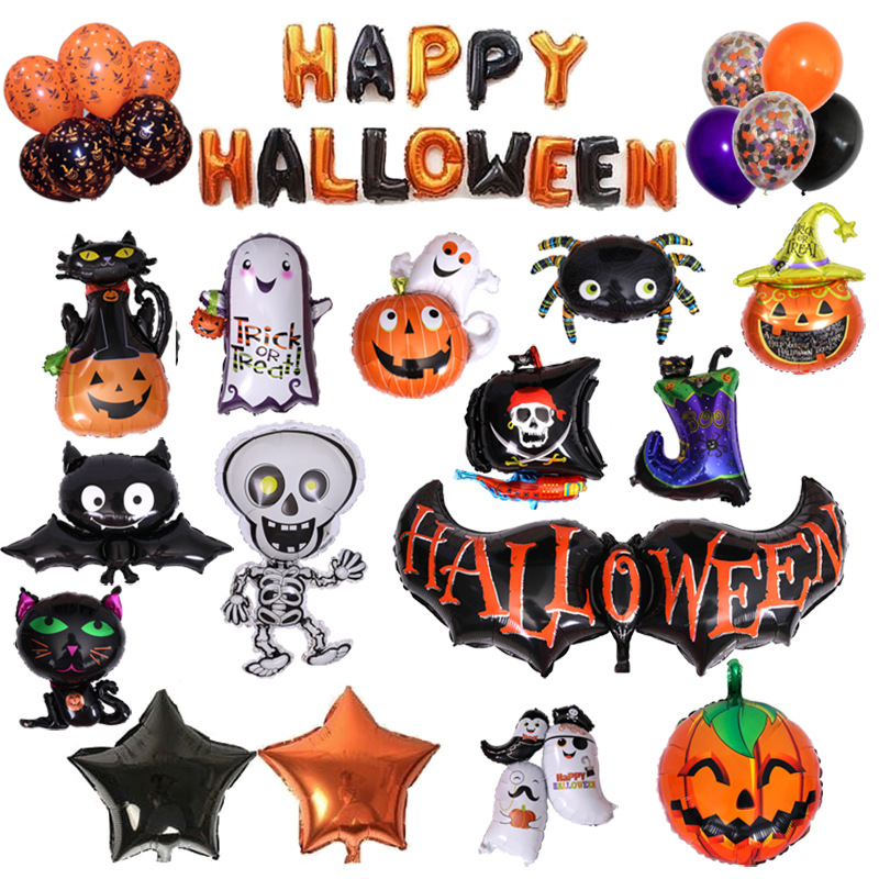 Halloween Mall Decoration Pumpkin Ghost Bat Skeleton Aluminum Film…