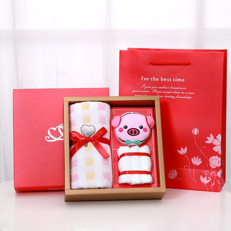children Birth ceremony originality gift Cake towel Zodiac Pig Cartoon towel modelling Gift box towel Wedding celebration Return ceremony