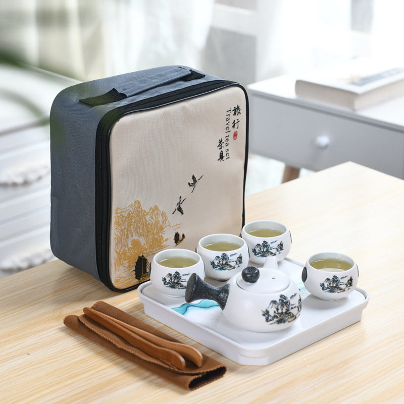 陶瓷旅行茶具便携式功夫茶具整套特价一壶4杯套装定制礼品广告|ms