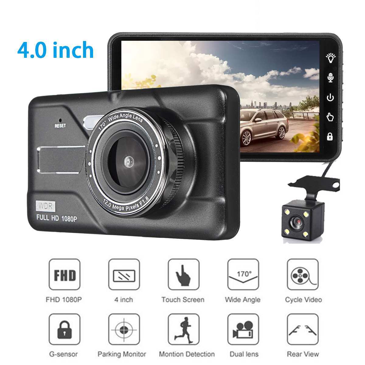 新款金属4寸触摸IPS屏行车记录仪高清双镜头Touch Video Recorde|ms