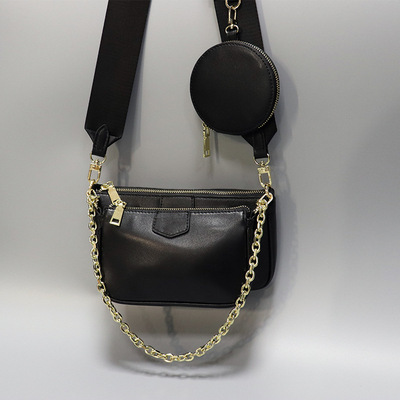 Triple Mahjong bag new pattern 2019 One shoulder genuine leather Broadband Inclined shoulder bag Versatile Net Red Three-piece Suite Master bag