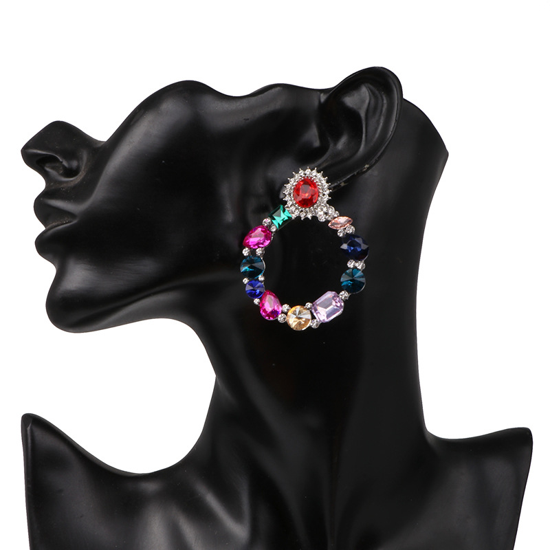 New Geometric Round Diamond Earrings Fashion Earrings Wholesale display picture 8