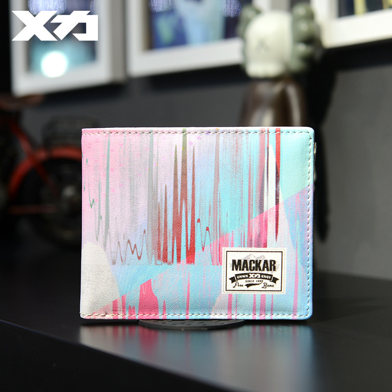 mackar Student Pink Abstract Wallet Men's Youth Short Korean Fashion Casual Cross Fashion Brand Creative Wallet