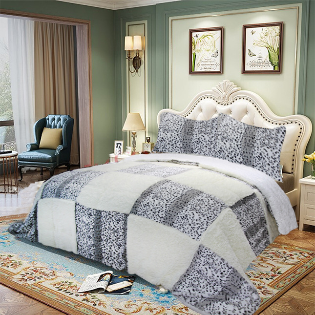 goods in stock Amazon Cross border Foreign trade Exit Quilted quilt Europe and America hair Mosaic Plush quilt Three