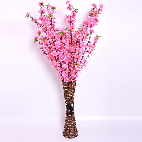 Artificial peach blossom branches, fake flower branches for wedding decoration arch props, silk fabric flower stems, 6 branches, simulation peach blossom tree