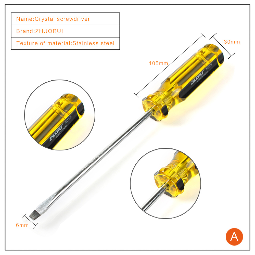 Color de la raya transparente negro con agujero zanja mango grande Destornillador Cruz palabra ciruela hogar herramientas reparación industrial
