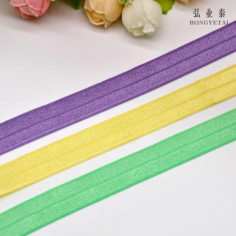 Ribbon manufacturers wholesale 1.5cm glossy wrap with beach socks elastic wrap with nylon colored hair band