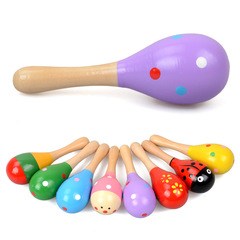 Colorful Orff musical instrument for infants and young children, wooden cartoon sand hammer, baby hand training hearing toy