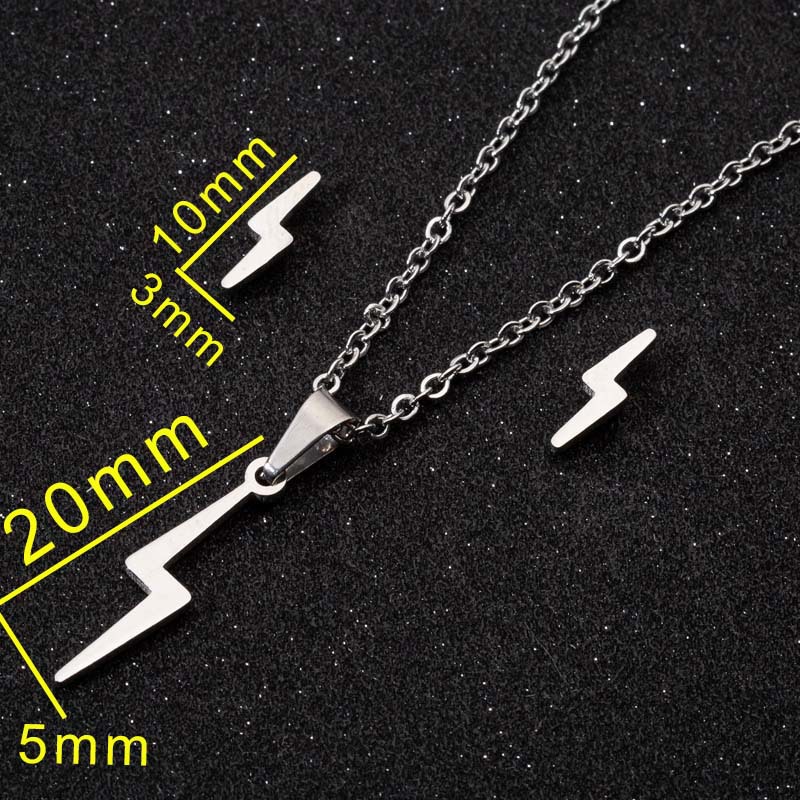 Women'S Gender PVD Coated 18K Gold Real Gold Plated Lightning 201 Stainless Steel Simple Style Waterproof Non Tarnish Earrings Necklace