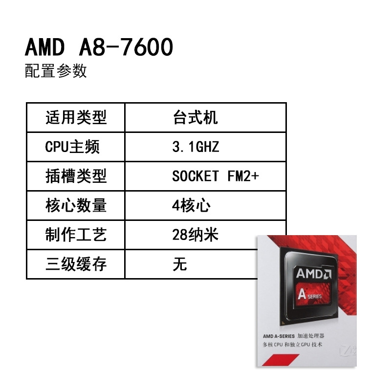 AMD APU series A8-7600 quad-core R7 core display FM2+interface box CPU processor