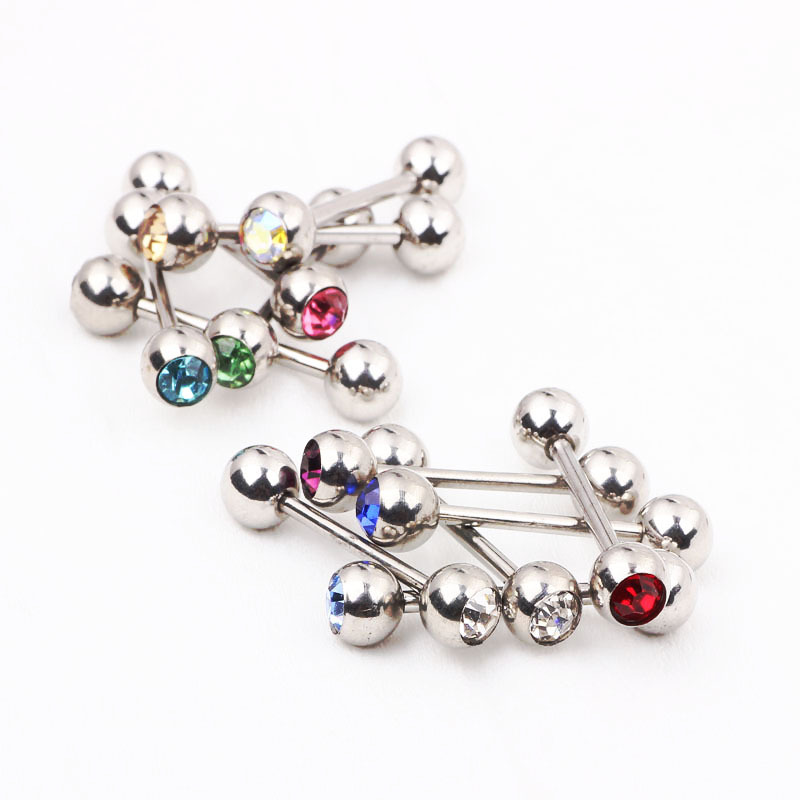 European and American Fashion Dumbbell Titanium Steel Tongue Stud Earrings Wholesale Cross-Border Piercing Jewelry detail image 9