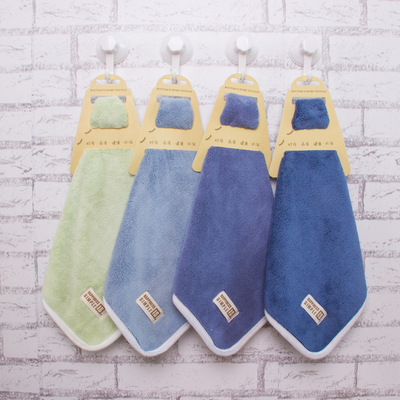 厂家批发超细纤维速干吸水挂钩方巾 包边儿童擦嘴巾礼品中巾logo|ms