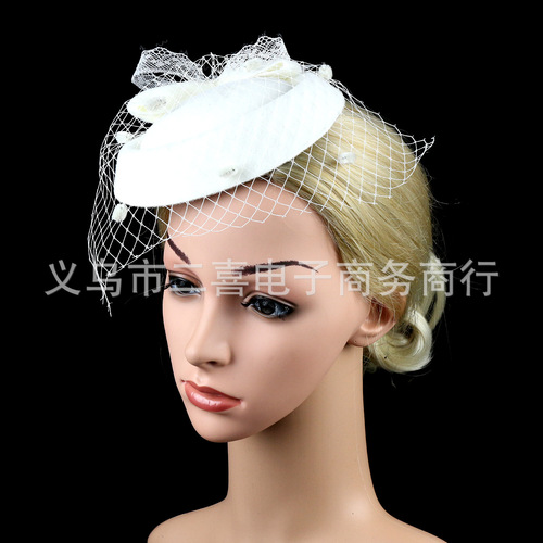 Party hats Fedoras hats for women Fine ball photo small top hat girl party headdress feather with drill bit flower hairpin hair ornament