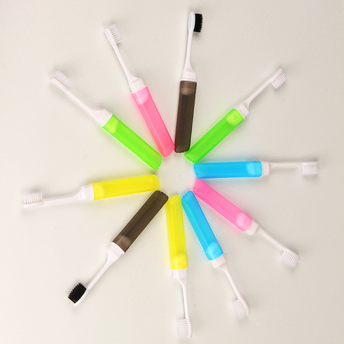 [Strictly Selected] Folding Toothbrush, Portable for Business Travel, Adults, Fine Soft Bristles, Small Head, Gum Protection, Teeth Cleaning, Logo