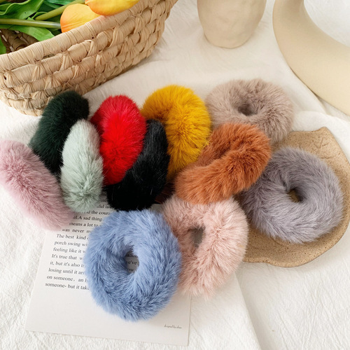 Super crispy imitation rabbit hair coil chic style versatile plush hair rope headband Korean hair accessories for women