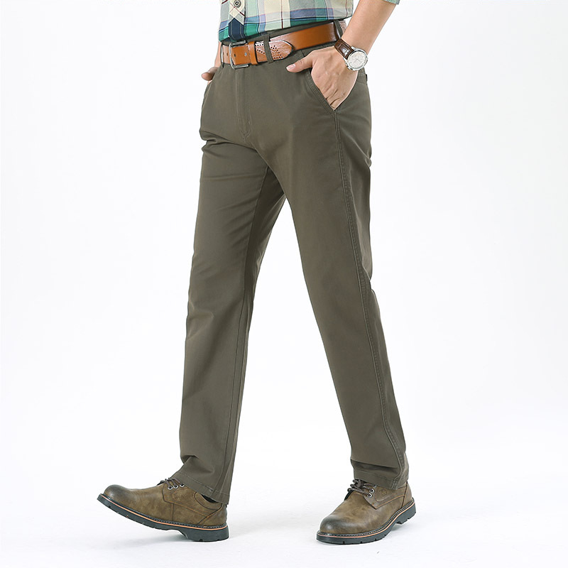 Pantalones casuales transfronterizos de los hombres sueltos pantalones rectos de los hombres de negocios de mediana edad estiramiento pantalones de los hombres del todo-fósforo pantalones sueltos al por mayor 8898 image 2