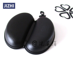 黑色皮革EVA拉鏈盒 立體方格圖案 優雅大氣 廠家批發可絲印LOGOL