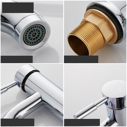 Electroplated stainless steel curved nozzle basin faucet bathroom bathroom hot and cold hand wash basin faucet home