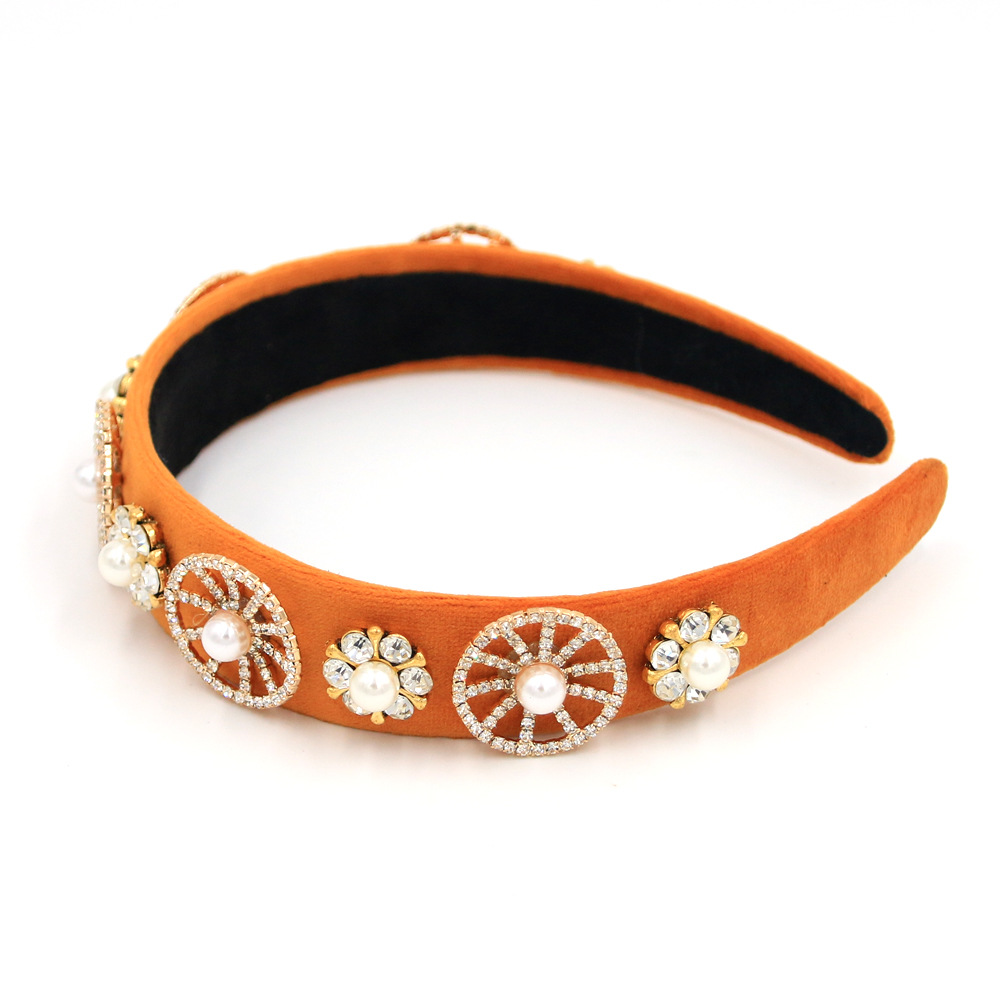 Nouvelle Européen Et Américain Style Baroque Carré Couleur Spot Forage Personnalité Palais De Luxe Tous Les-match Bandeau Défilé Cheveux Accessoires Cz display picture 9