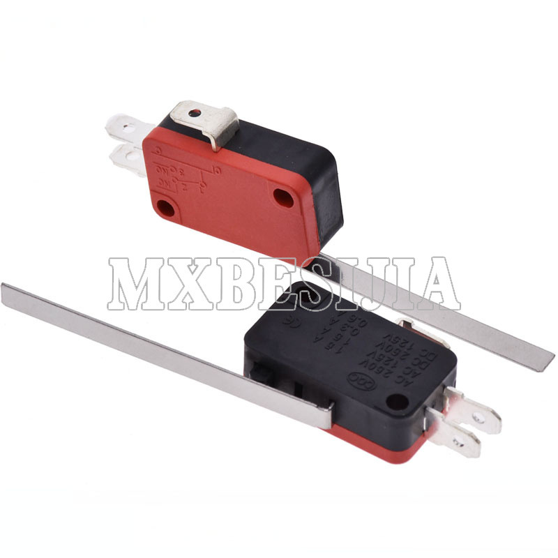 KW9长柄 3脚 红黑 大微动开关 行程开关 V-153-1C25 复位开关