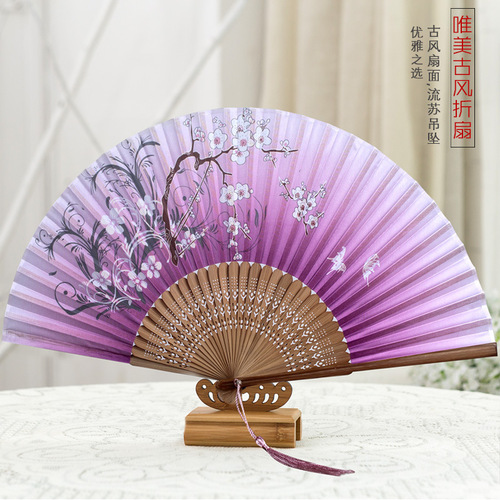 Folding Chinese-style round fan for women, Japanese-style andon small fan, qipao prop, classical Ling Juan ancient-style folding fan