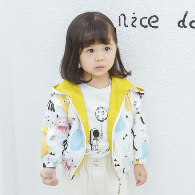 Female baby Spring coat 2019 new pattern Hooded outdoors Windbreak children Pizex Korean Edition On behalf of Manufactor