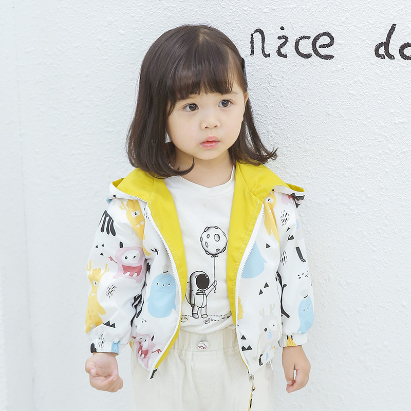 Female baby Spring coat 2019 new pattern Hooded outdoors Windbreak children Pizex Korean Edition On behalf of Manufactor