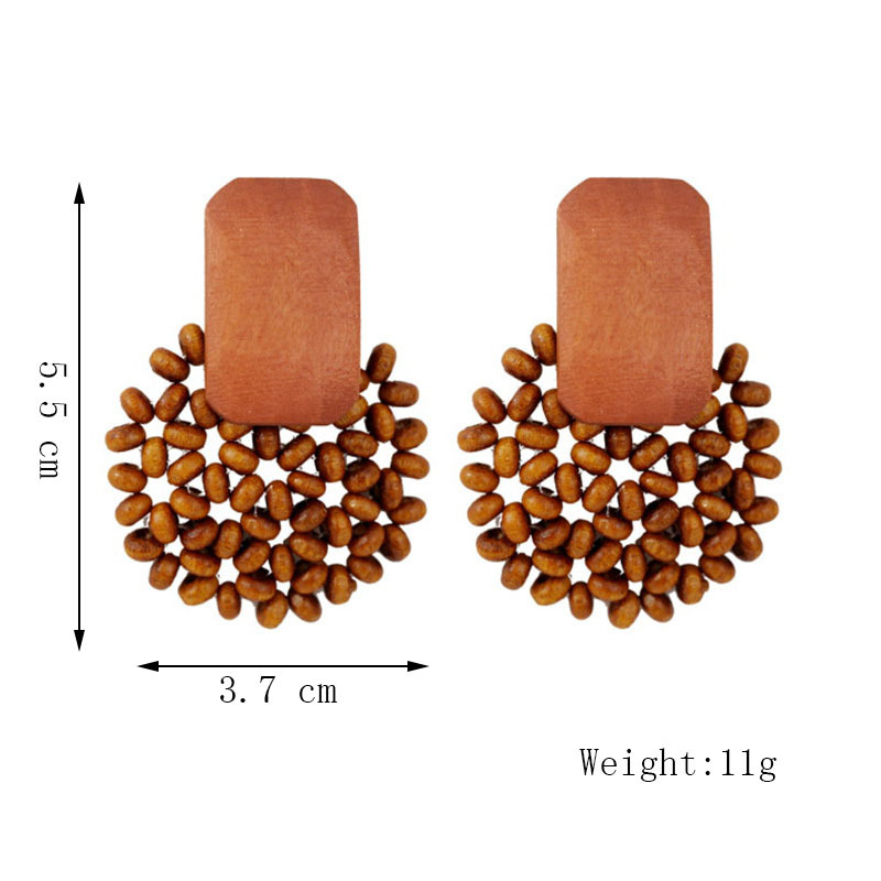 Bohemian Hand-woven Geometric Wooden Bead Earrings display picture 1