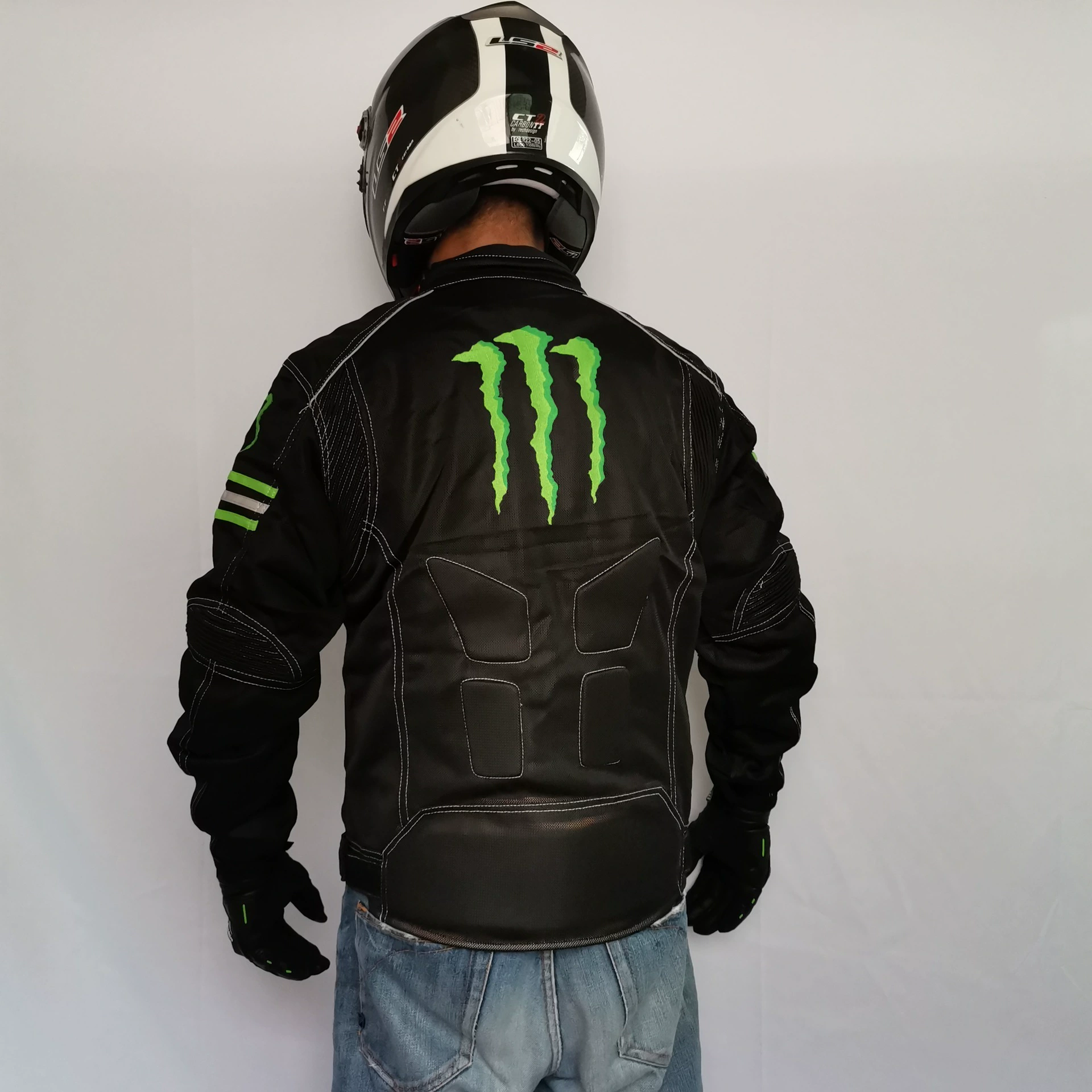 Zomer ademende motorracejas met anti-val beschermende kleding - Monster Energy Design [motorjas, racepak]