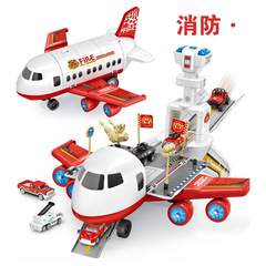 Wifeng Alloy Transforming Plane Racing Track Children's Toy Storage Gliding Engineering Fire Police Track Transforming Plane