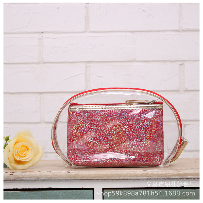 厂家直销半圆两件套收纳包 防水pvc化妆品收纳包 迷你贝壳包批发