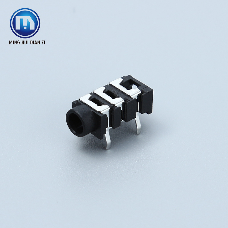 3.5耳机插座 黑色绿色 PJ-313 3节5脚内扣 3.5音频插座